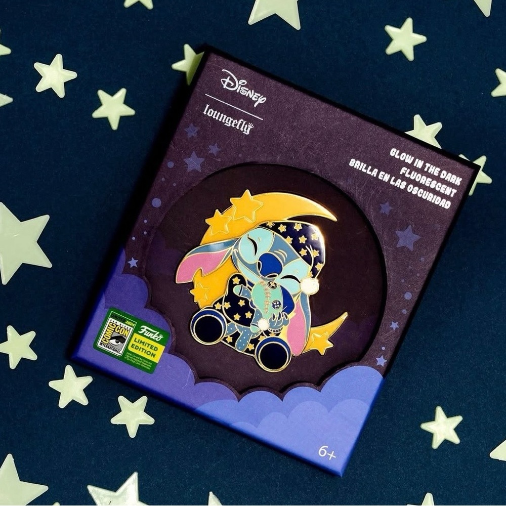 Loungefly Disney SDCC 2024 Sleepy Stitch Glow In The Dark 3" LE 600 Pin